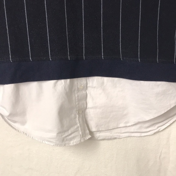 ZARA Basic Women’s Pullover Top Shirttail hem Navy Blue Pin Stripe Size M - Picture 2 of 10